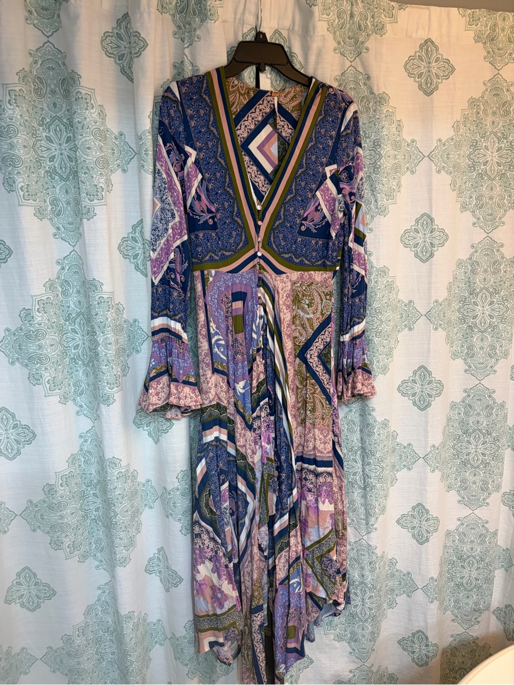 Free People Purple Patchwork High-Low Maxi Dress